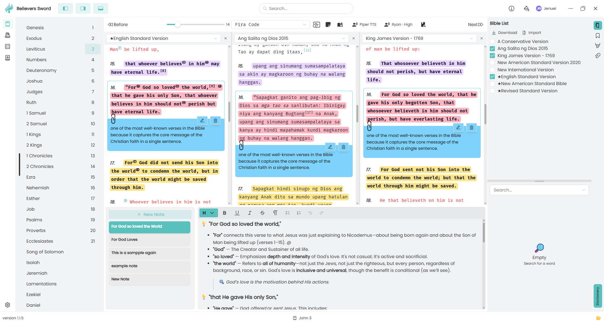 Believers Sword desktop interface